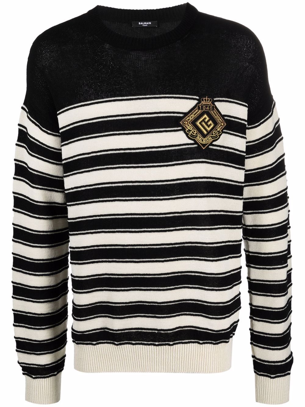 Logo-badge knitted sailor jumper - Black
