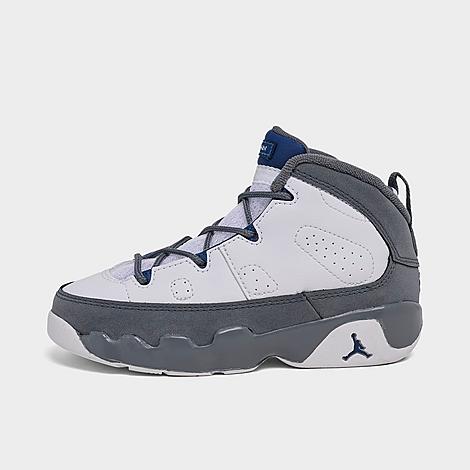 Kids Toddler Air Retro 9 Basketball Shoes in White/French Blue/Flint Grey