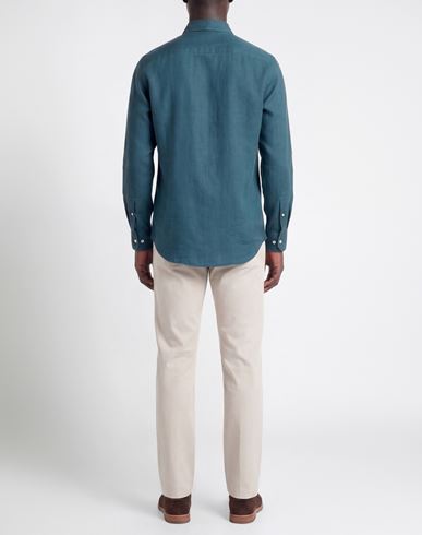 Man Shirt Deep teal Size L Linen, Lyocell