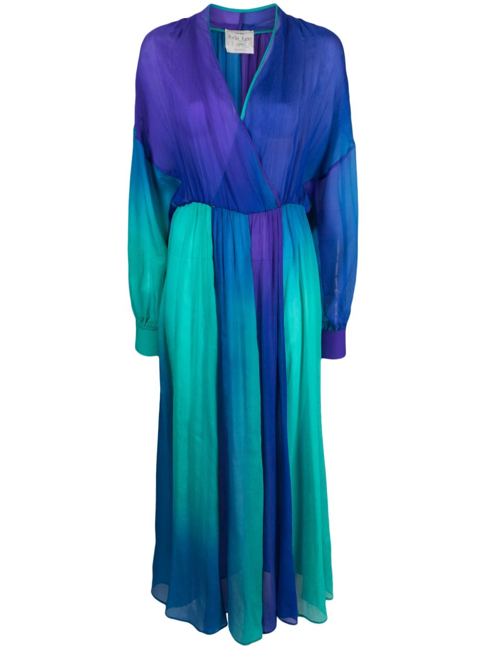 Colour-block pleated silk maxi dress - Blue