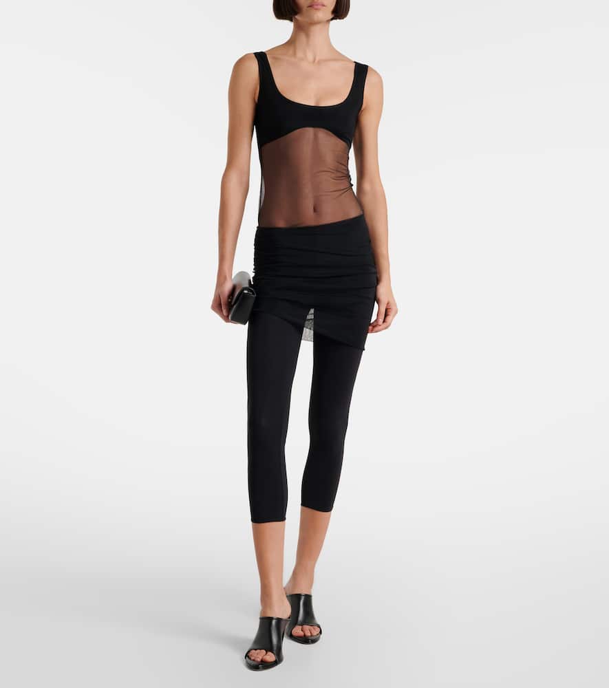 Cropped tulle-trimmed leggings
