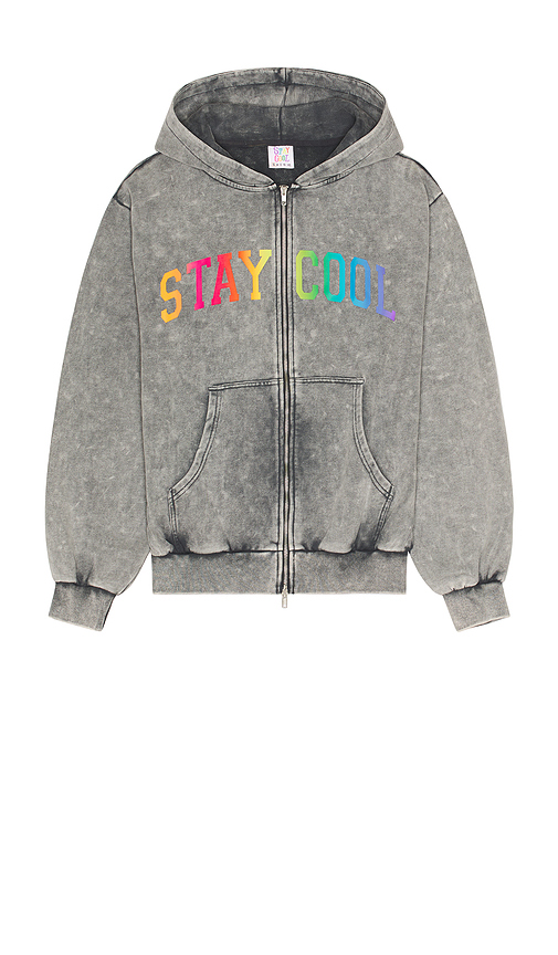 Stay Cool Arch Zip Logo Hoodie in Grey. L. Also in