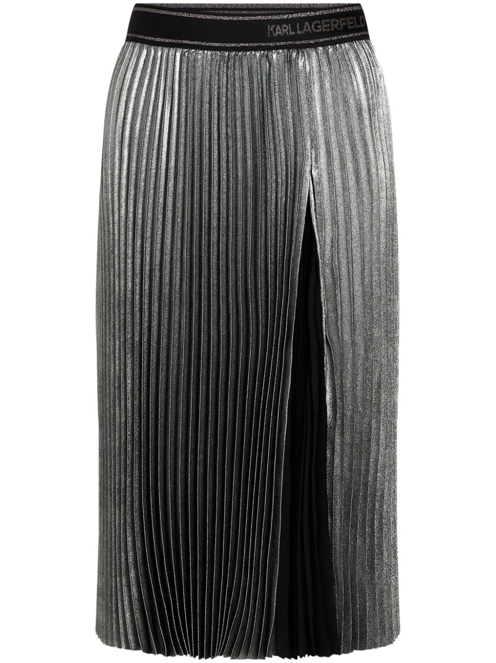 Metallic pleated midi skirt - Silver