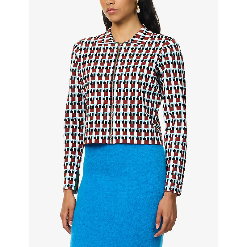 Womens Sauve Geometric-Pattern Jersey Jacket