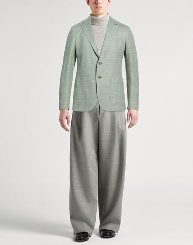 Man Blazer Green Size 38 Linen, Cotton