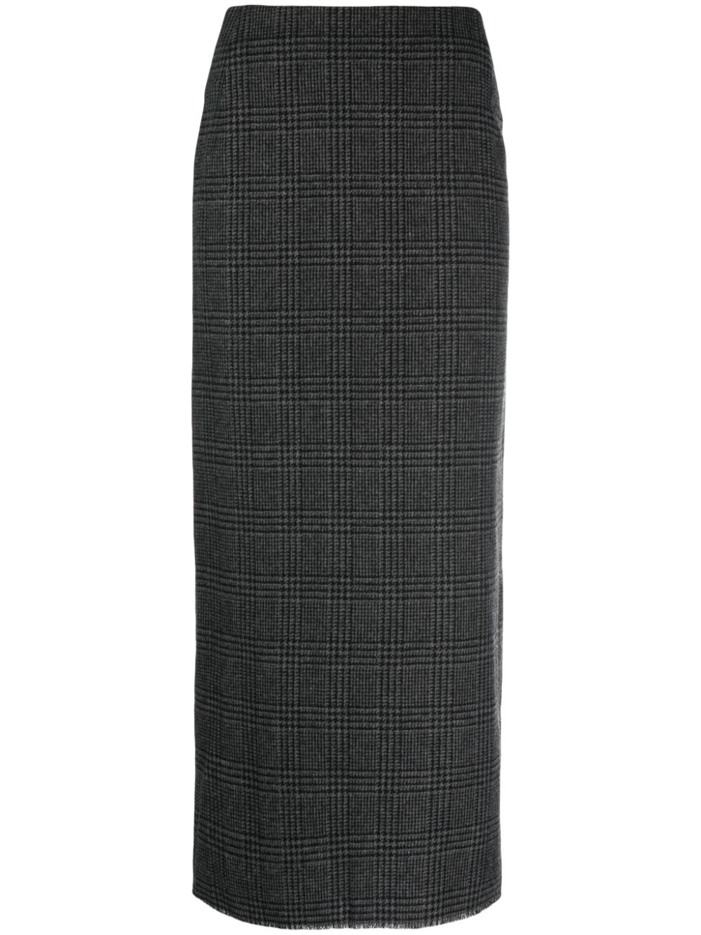 Check-pattern wool blend pencil skirt - Grey