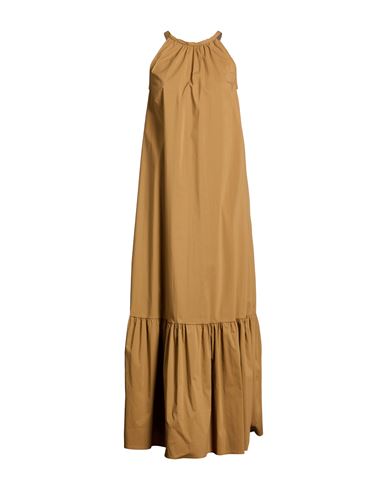Woman Maxi dress Camel Size M Cotton, Polyamide, Elastane