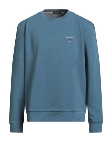 Man Sweatshirt Slate blue Size XL Cotton, Elastane