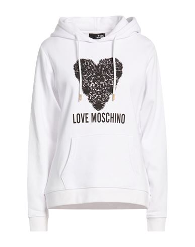 Woman Sweatshirt White Size L Cotton, Polyester
