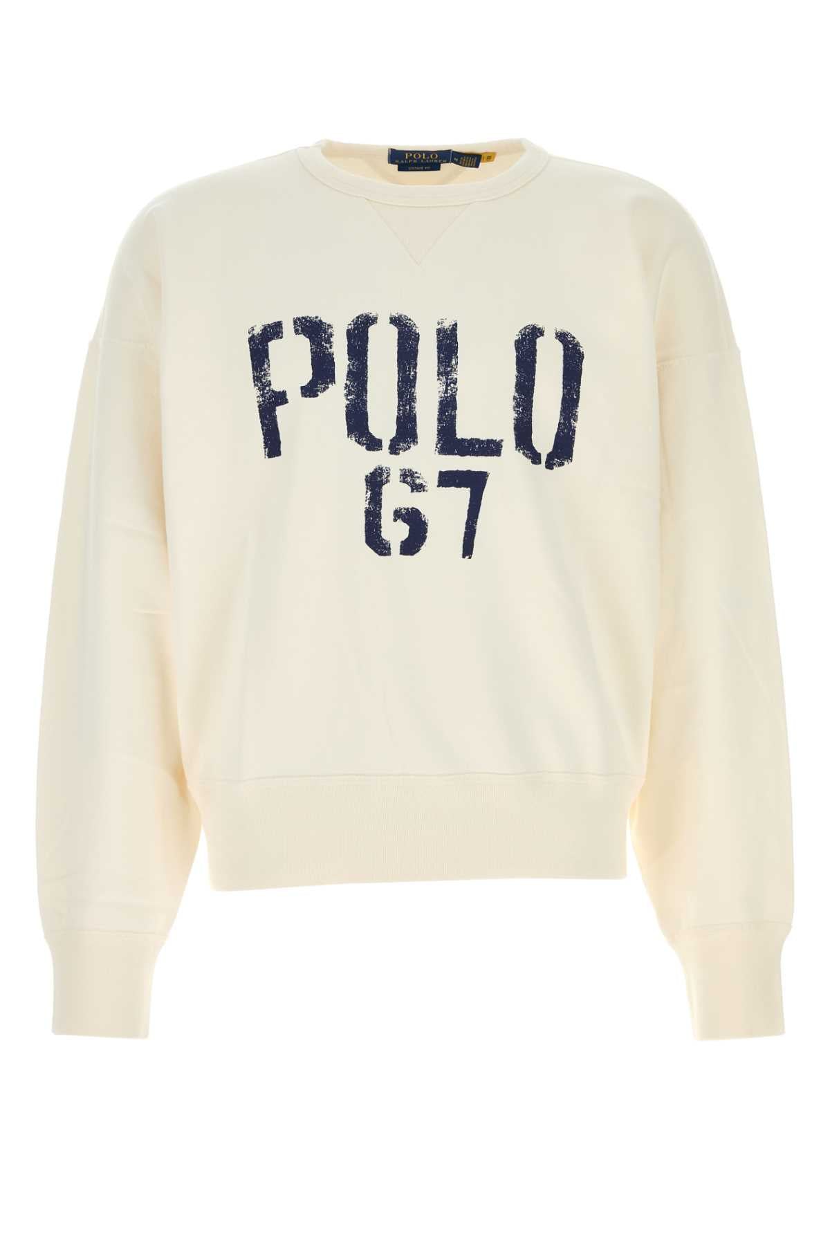 Logo-Print Cotton Blend Sweatshirt — Beige