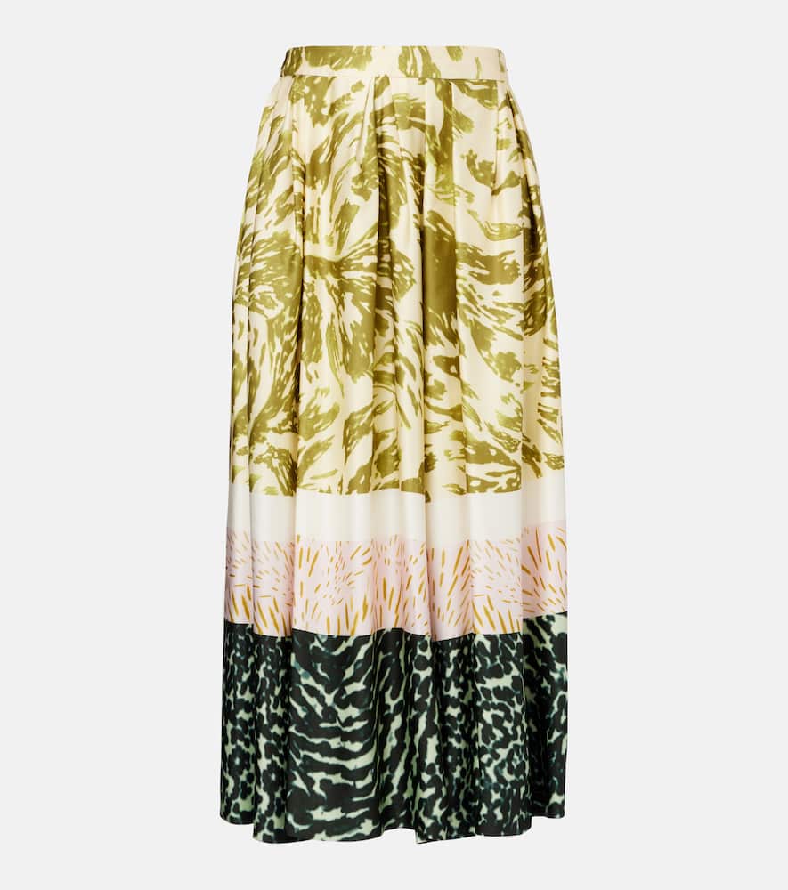 Printed satin midi skirt