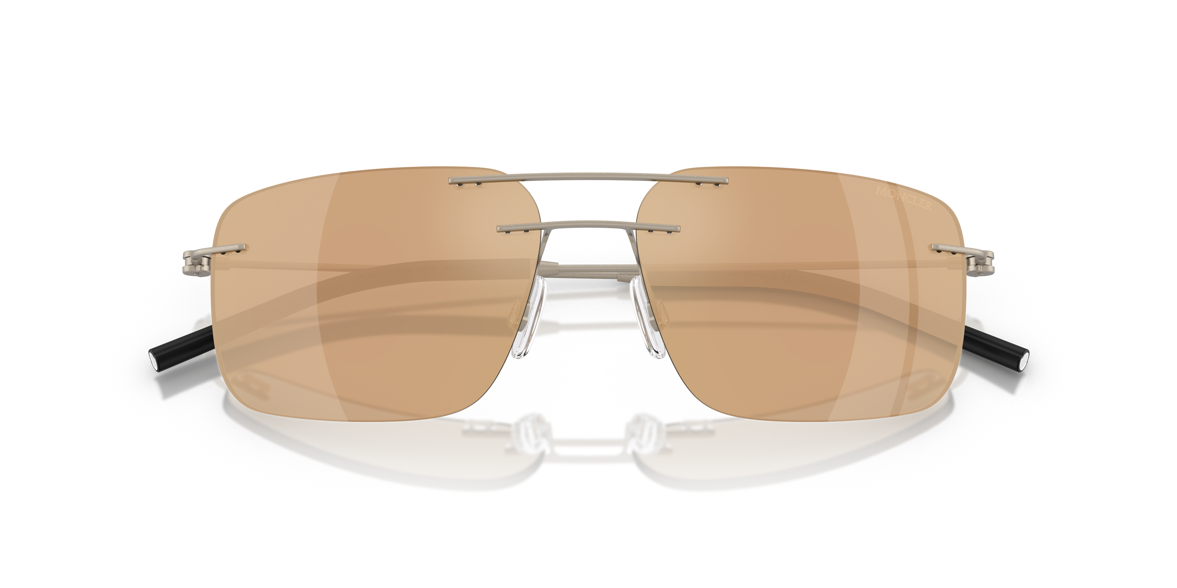 Moncler Unisex Moncler ME4003 DOPPLER 10037J Sunglasses Steel Bronze Brown Squared Mirror