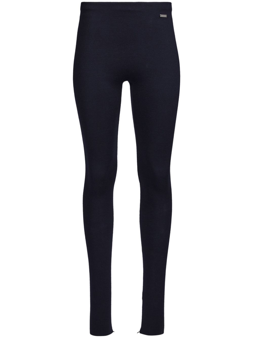 Logo-plaque knitted leggings - Blue