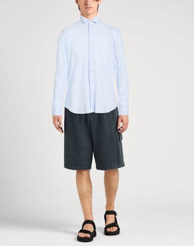 Man Shirt Sky blue Size 16 Cotton, Elastane