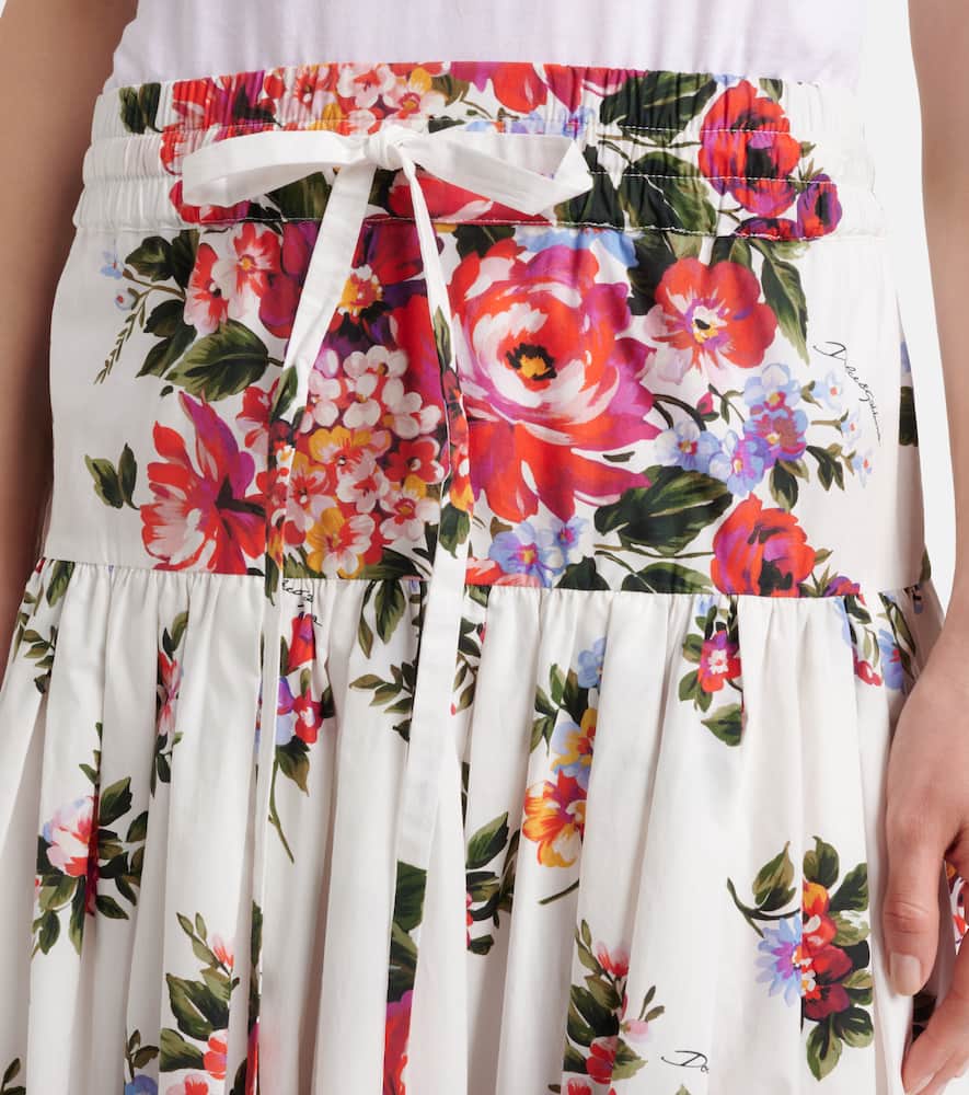 Floral cotton poplin maxi skirt