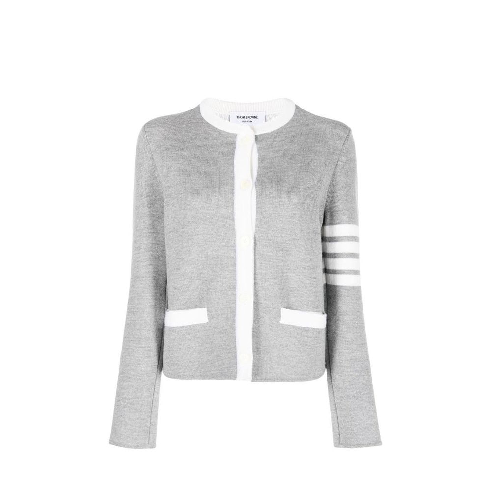 Striped Wool Cardigan — Gray