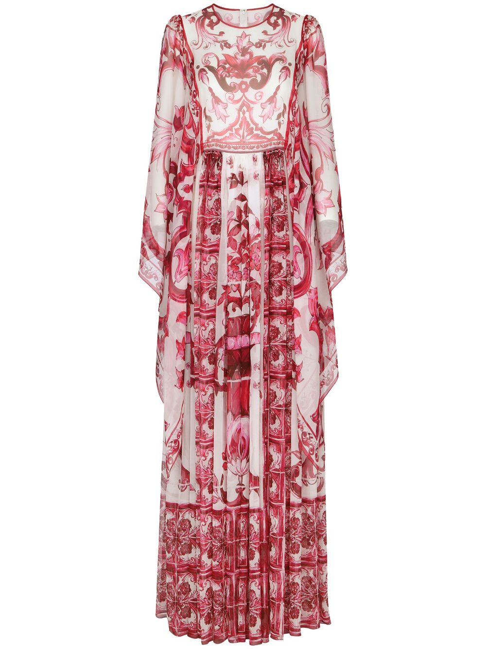 Majolica-print floor length dress - Blue