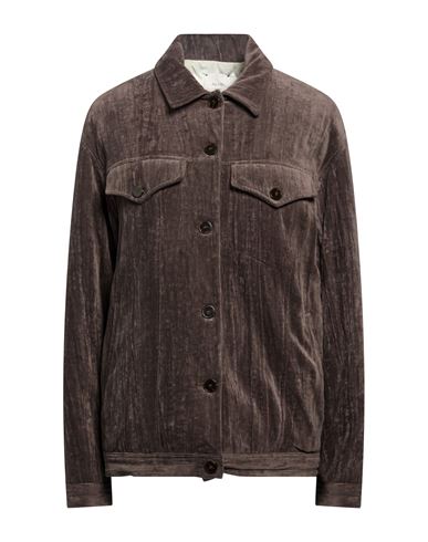 Chocolat Woman Puffer Brown Size 2 Cotton, Metal fiber