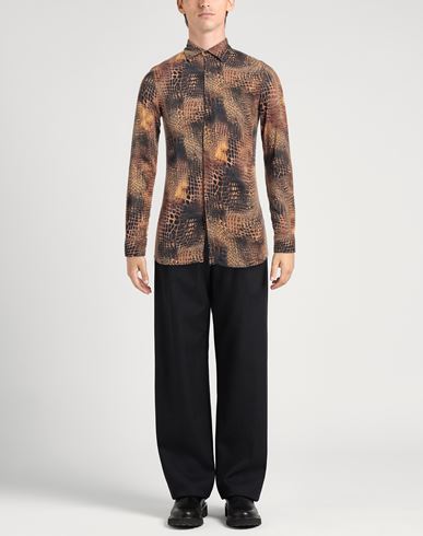 Man Shirt Camel Size 34 Viscose