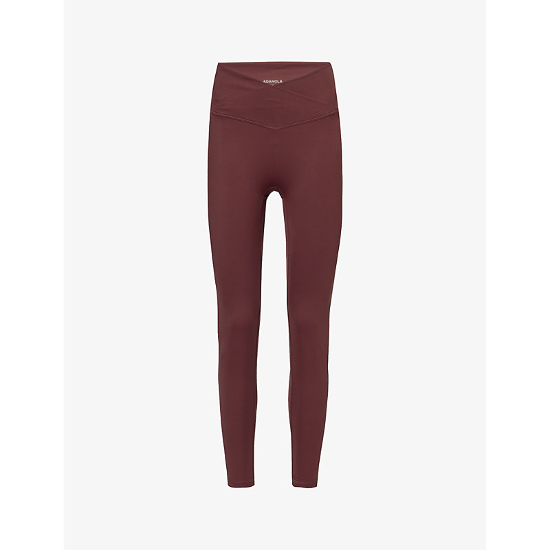 Womens Burgundy Ultimate Wrap-over High-rise Stretch-woven Leggings