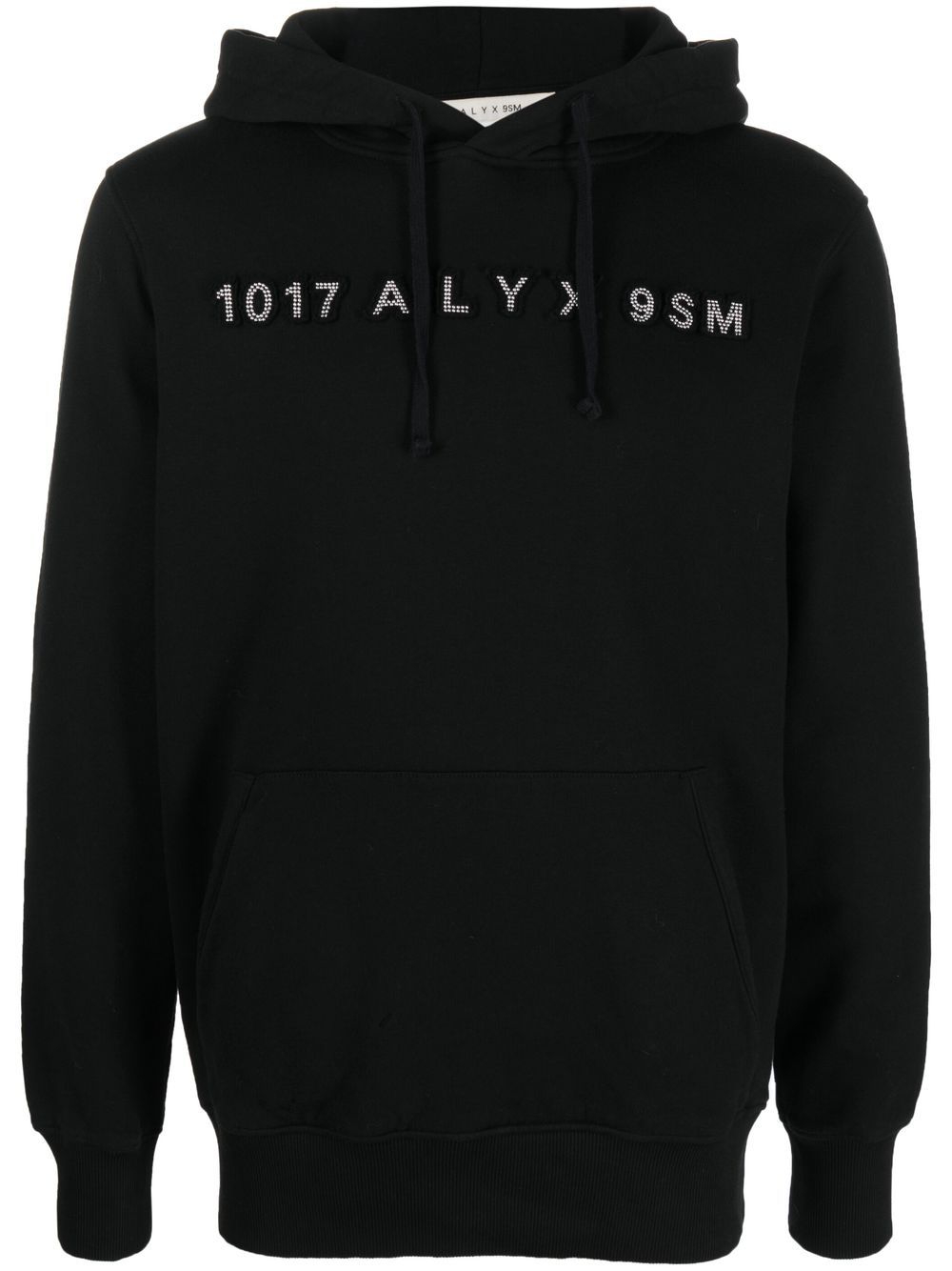 Studded-logo detail hoodie - Black
