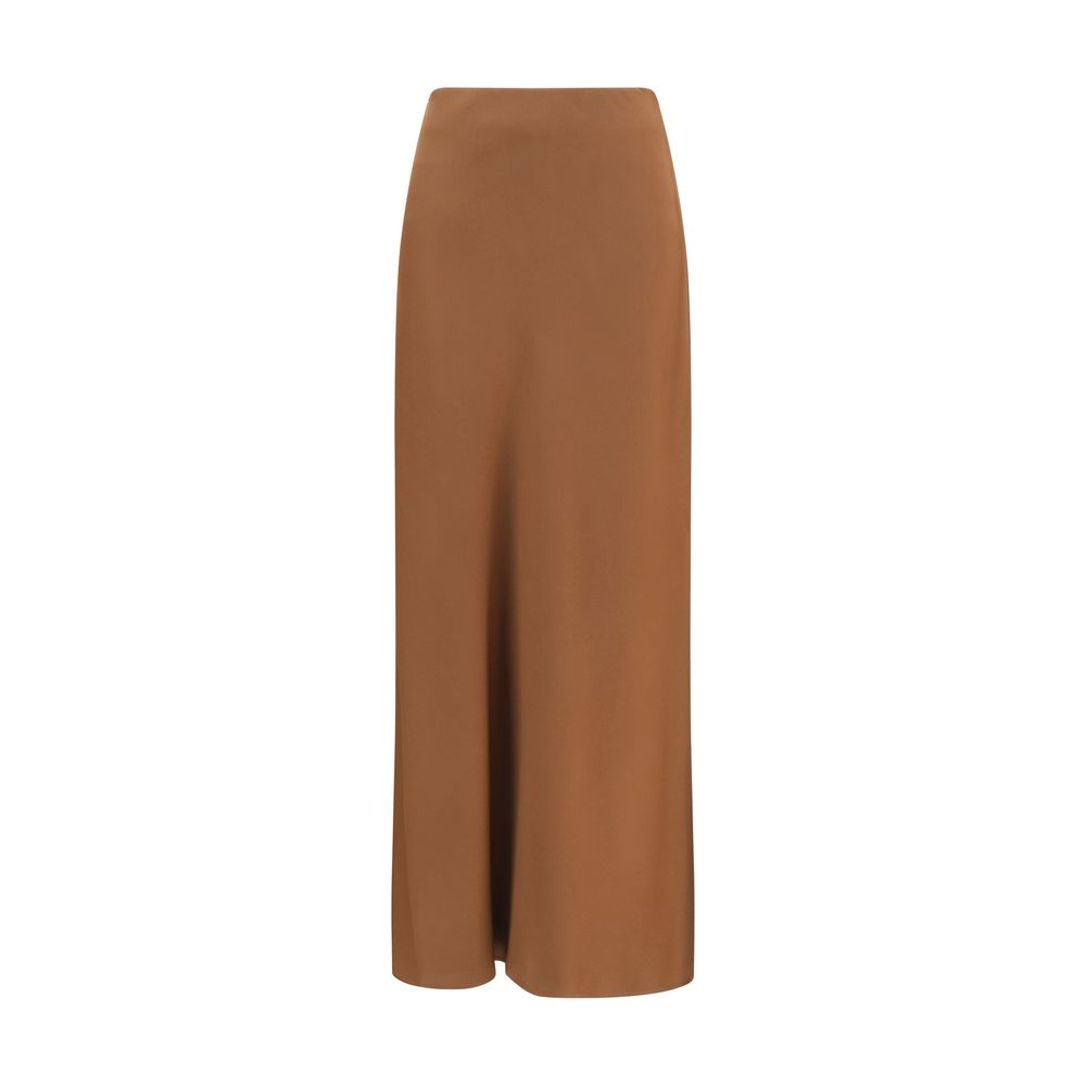Acetate Midi Skirt — Brown