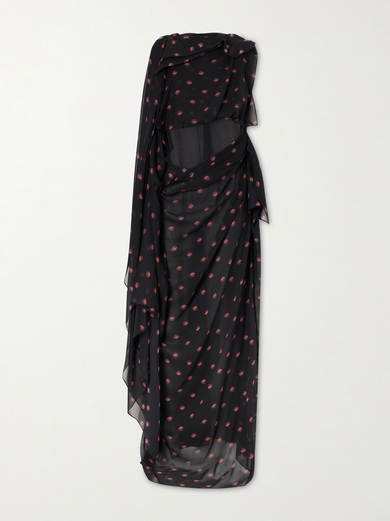 Floral-print Silk-chiffon Gown - Black