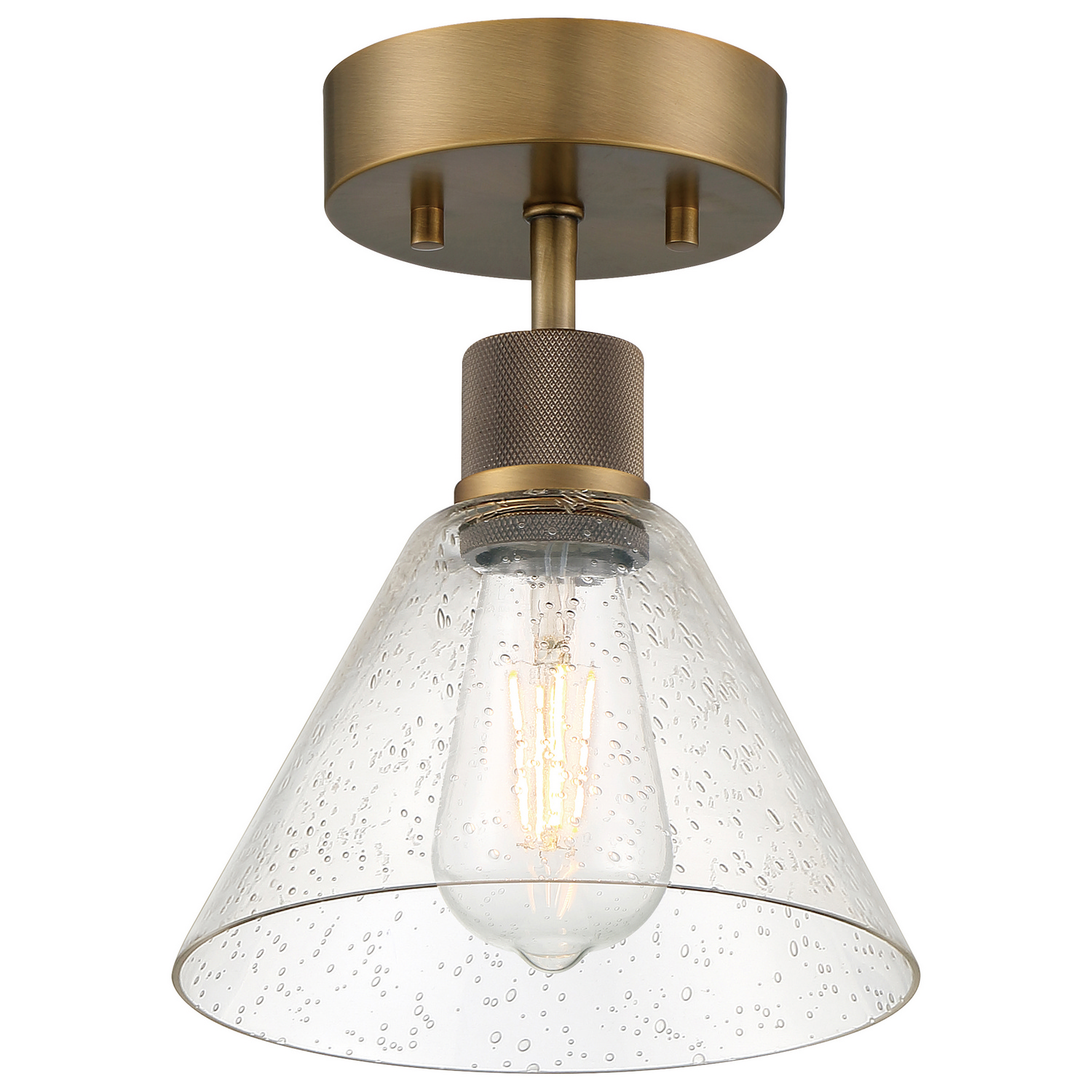 Antique Brushed Brass LED Semi Flush Mount from the Port Nine Martini Collection