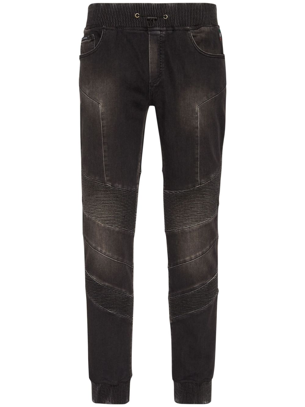 Jogging logo-appliqué tapered jeans - Blue