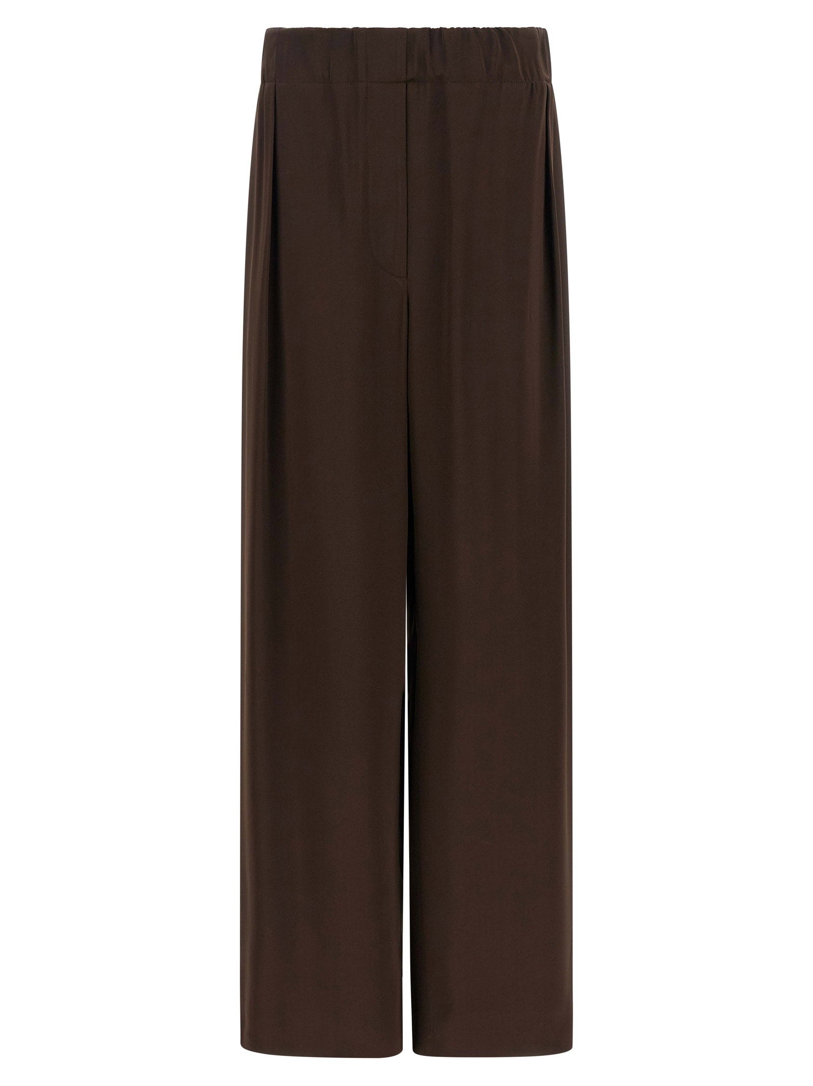 Fluid Viscose Trousers — Brown