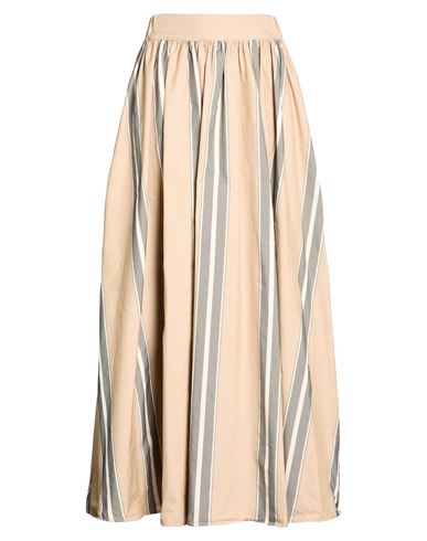 Co. go Woman Maxi skirt Beige Size 6 Polyester, Cotton