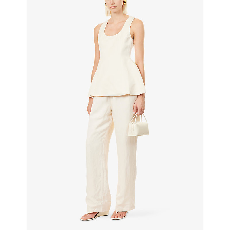 Womens Drawstring Wide-Leg Woven Trousers
