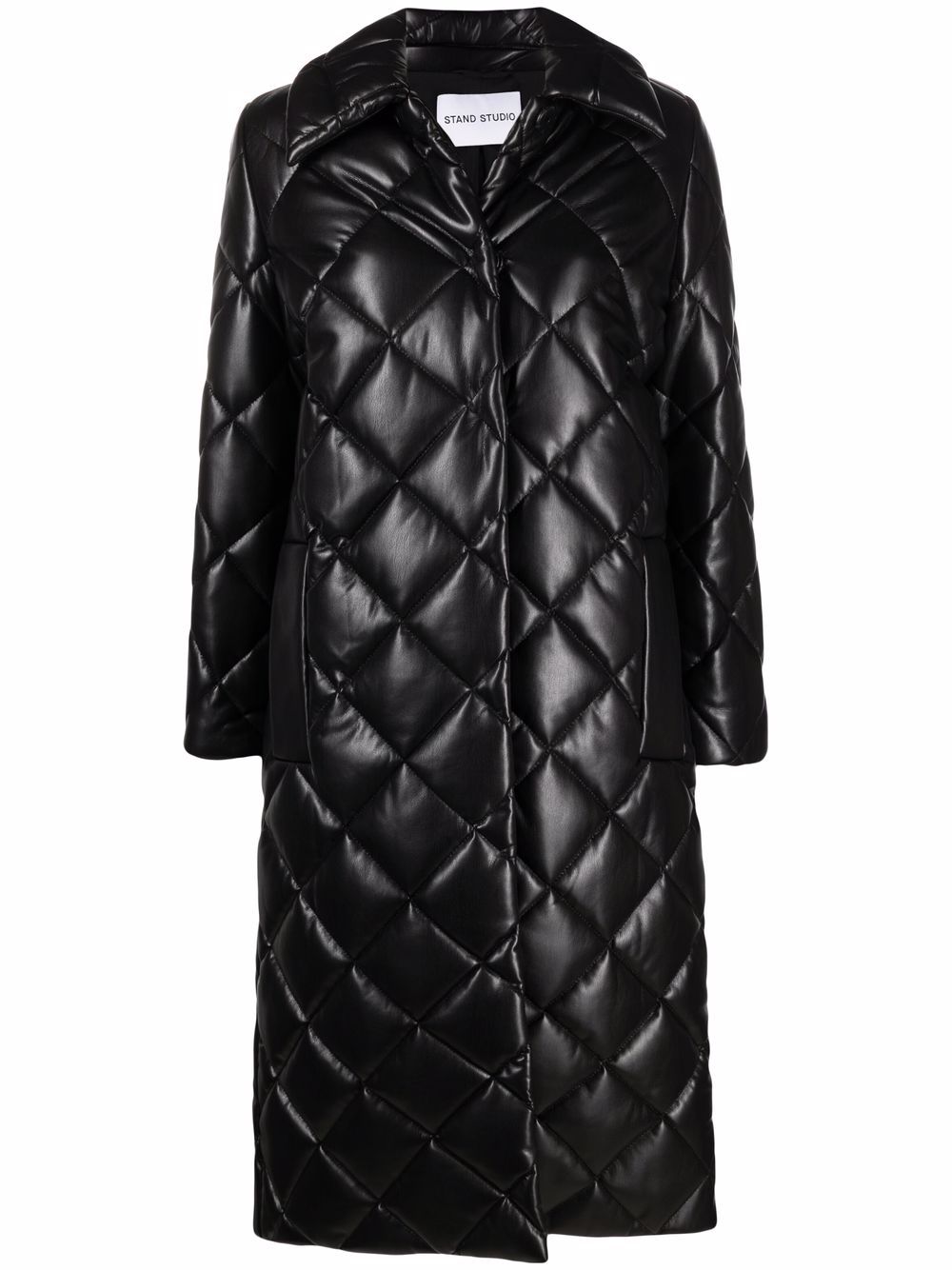 Dorothea diamond-quilted coat - Black