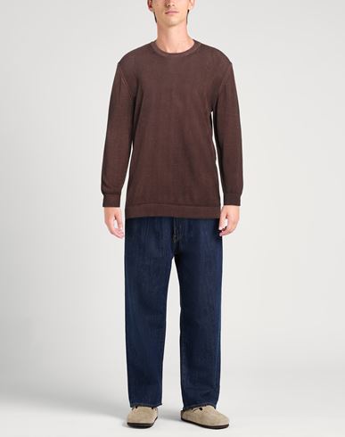 Man Sweater Dark brown Size 46 Cotton