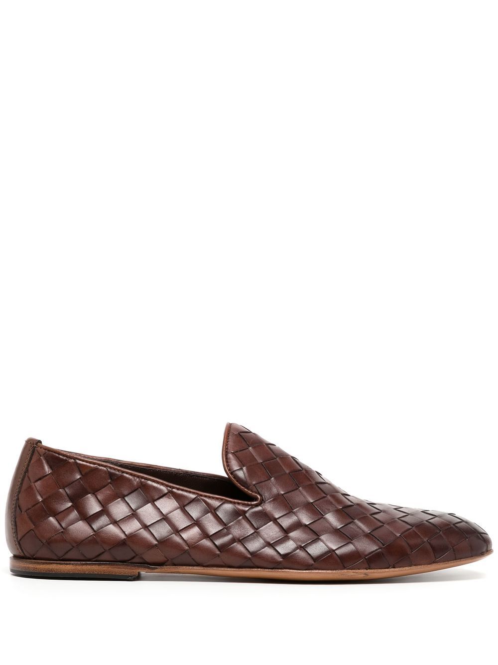 Woven-leather loafers - Brown