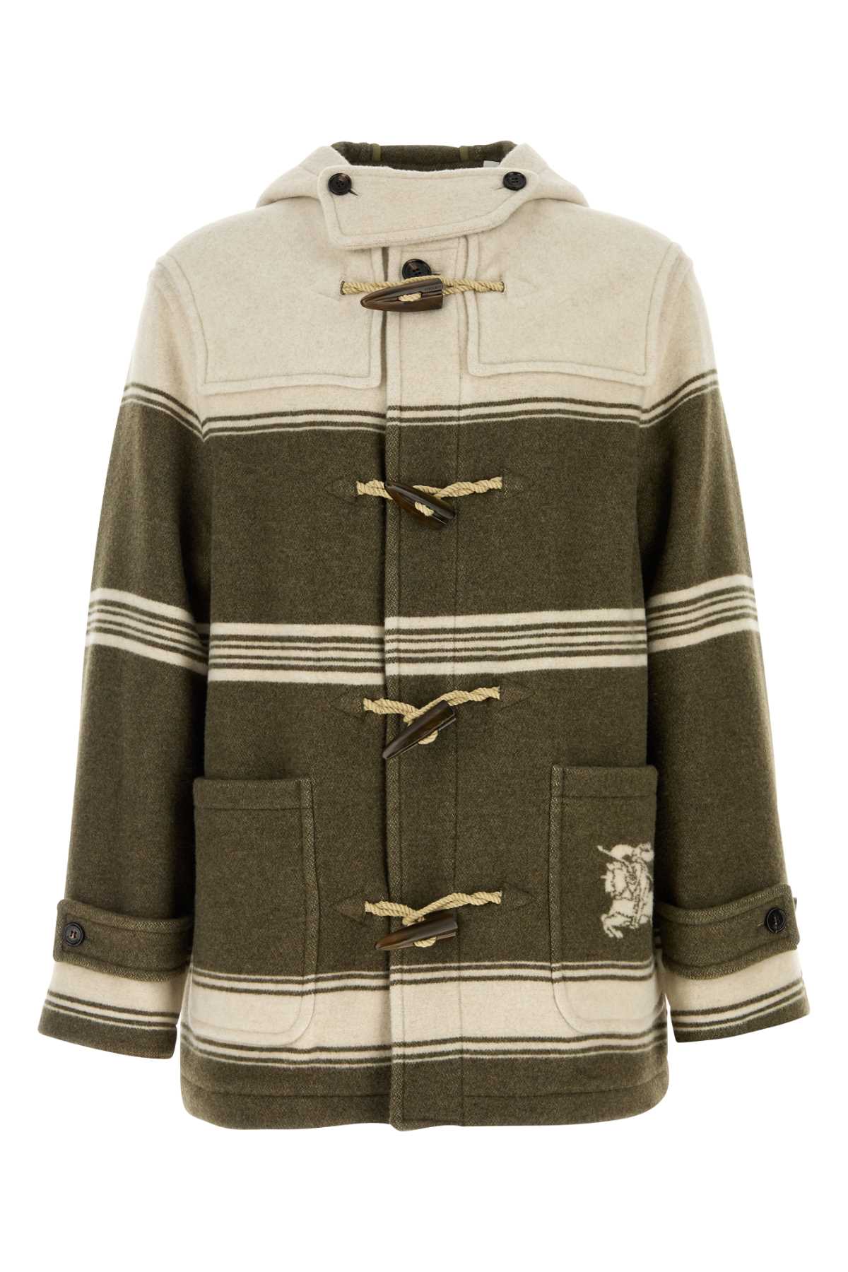 Striped Wool Blend Coat — Green