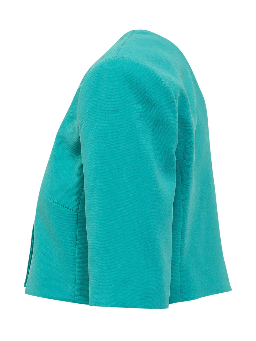 Green Round Neck Crop Jacket