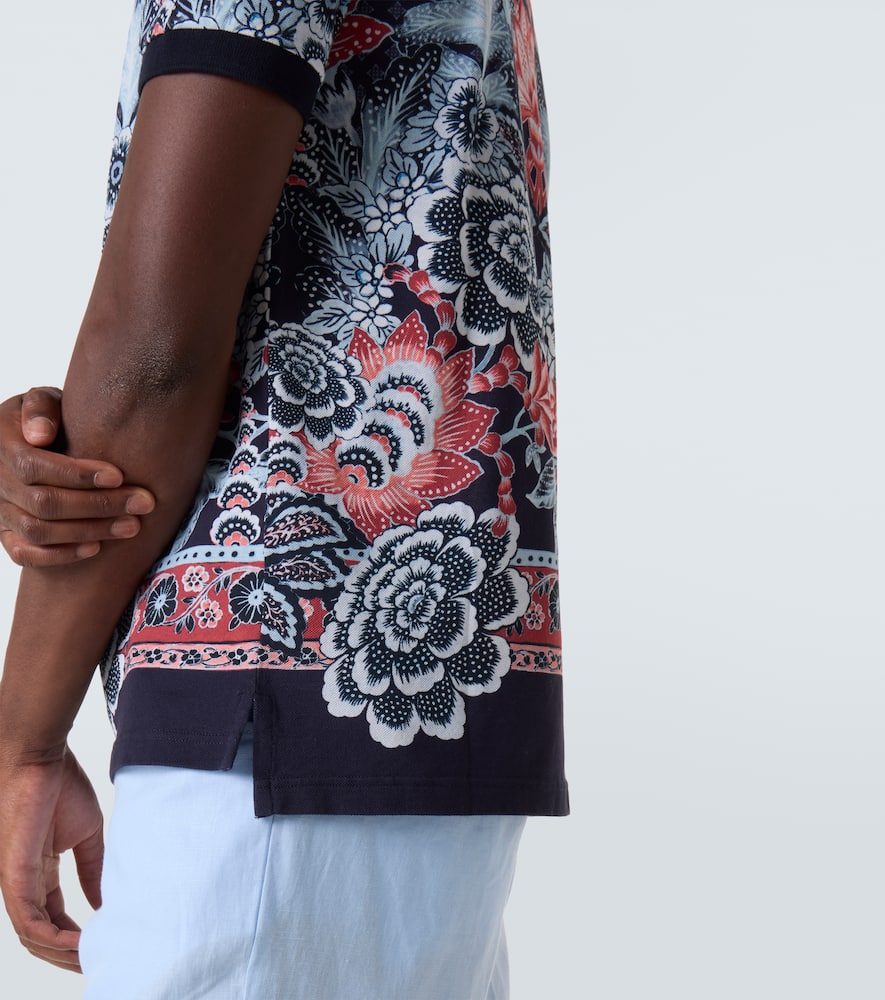 Paisley cotton piqué polo shirt