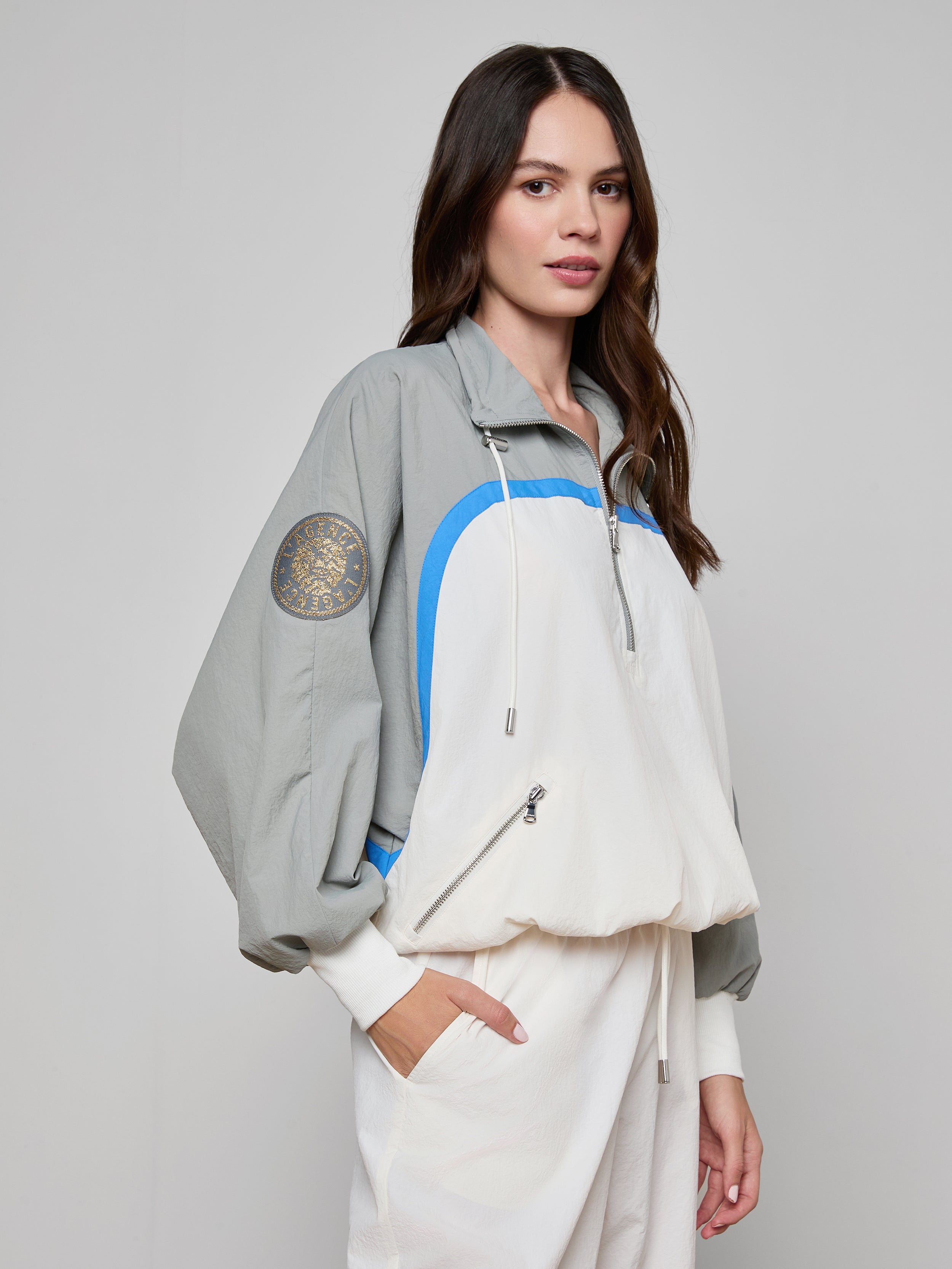 Aurelia Windbreaker In Light Grey/regatta Blue/ivory