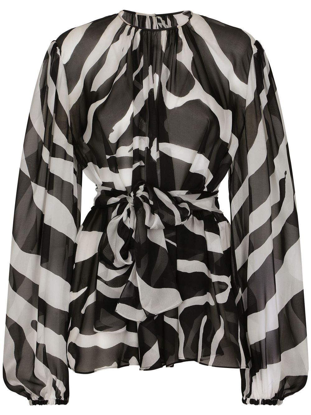 Zebra print silk-chiffon blouse - Black