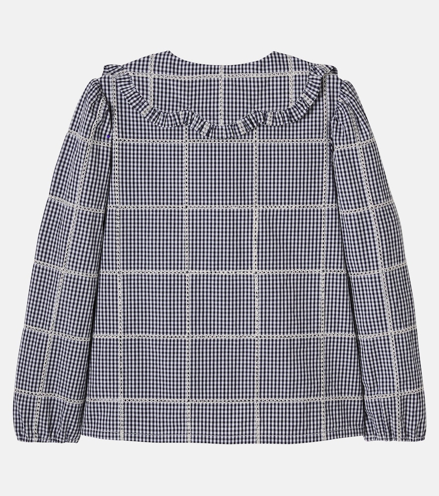 Checked lace-trimmed cotton jacket