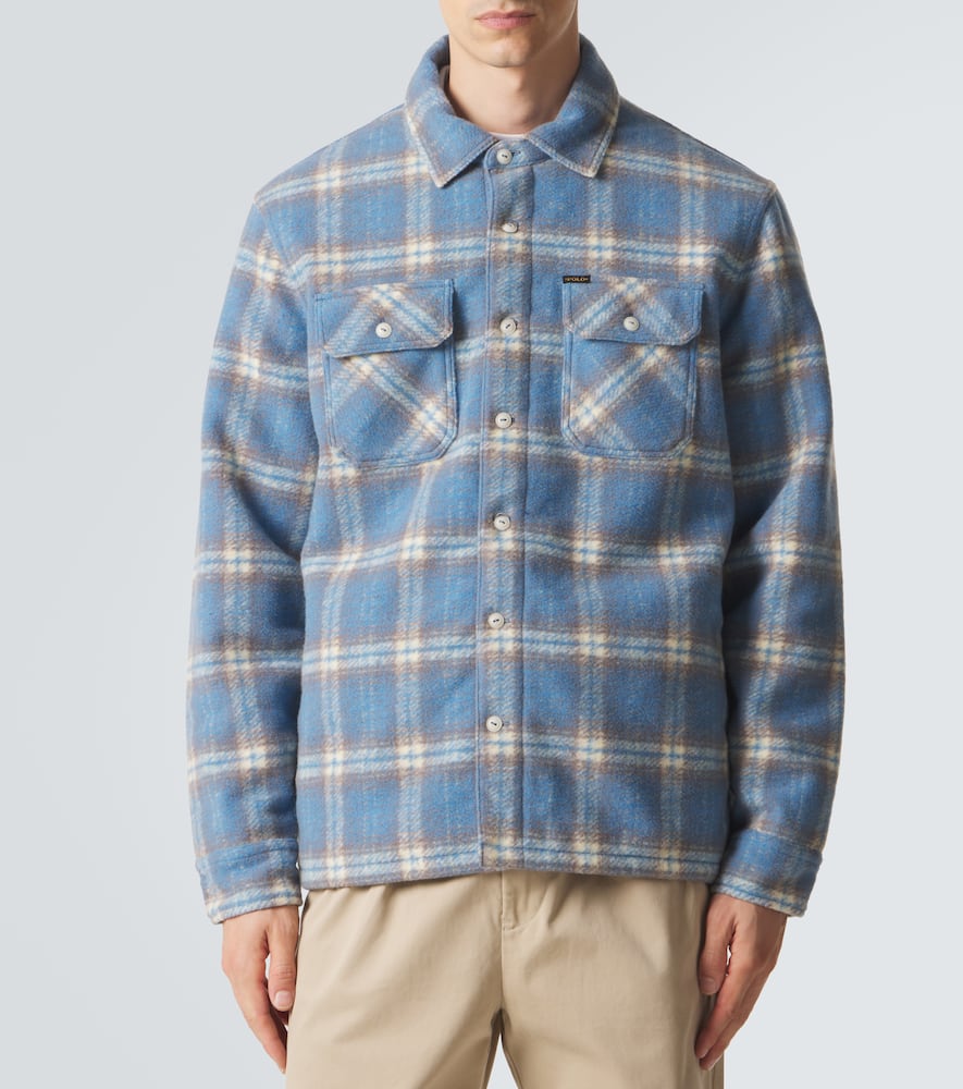 Plaid wool-blend flannel shirt