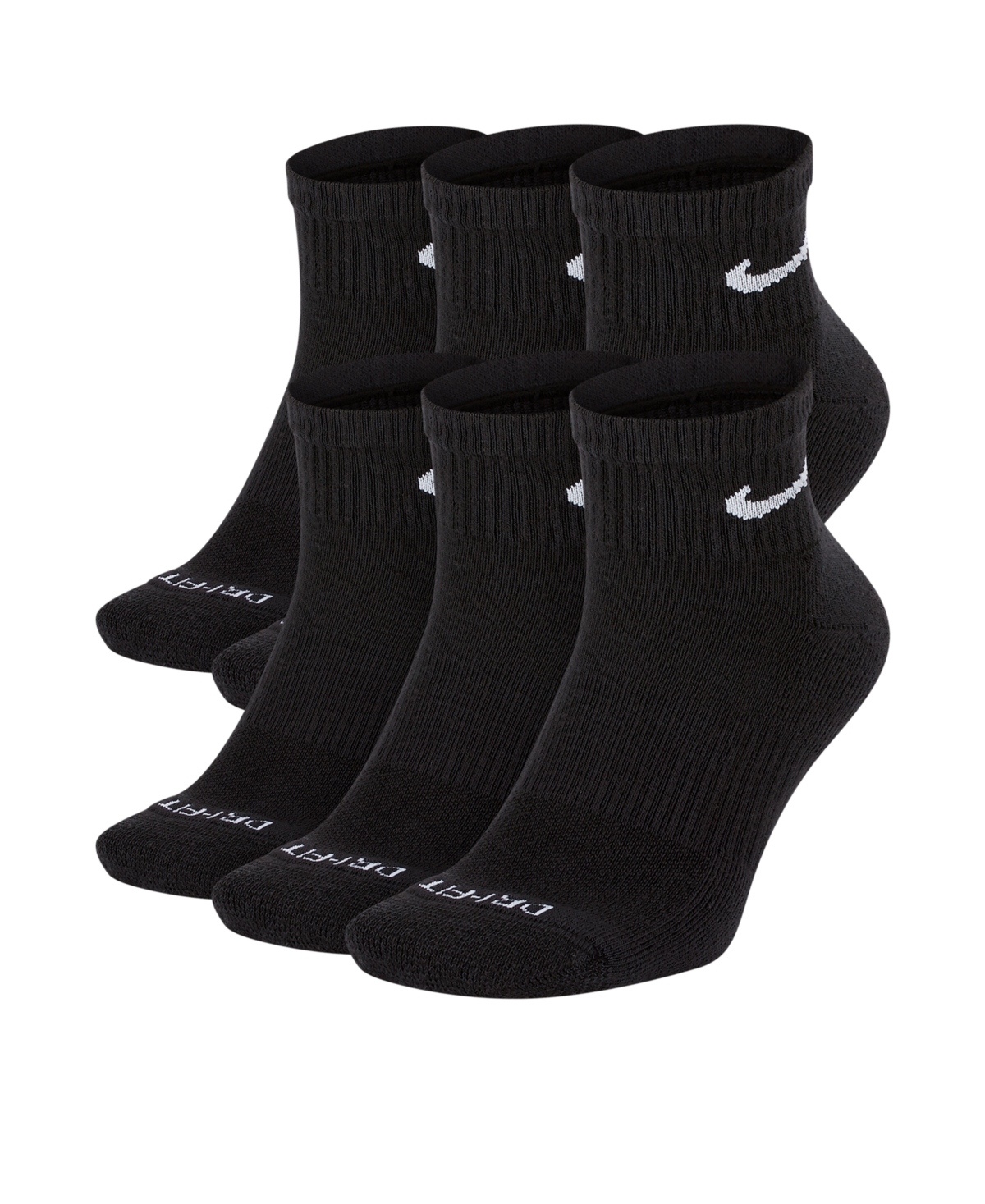 Men's 6-Pk. Dri-fit Quarter Socks - Black