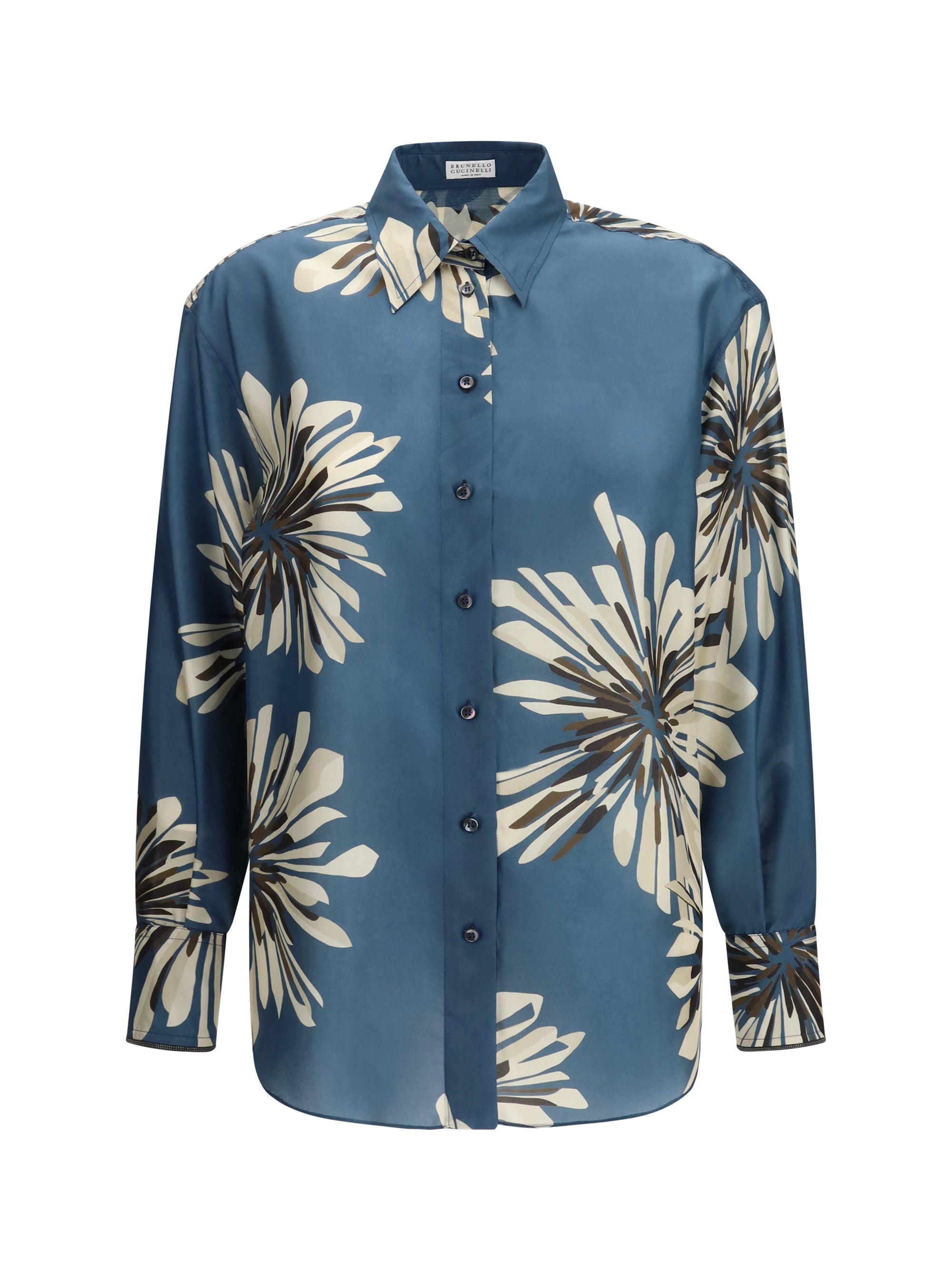 Floral Silk Shirt — Blue
