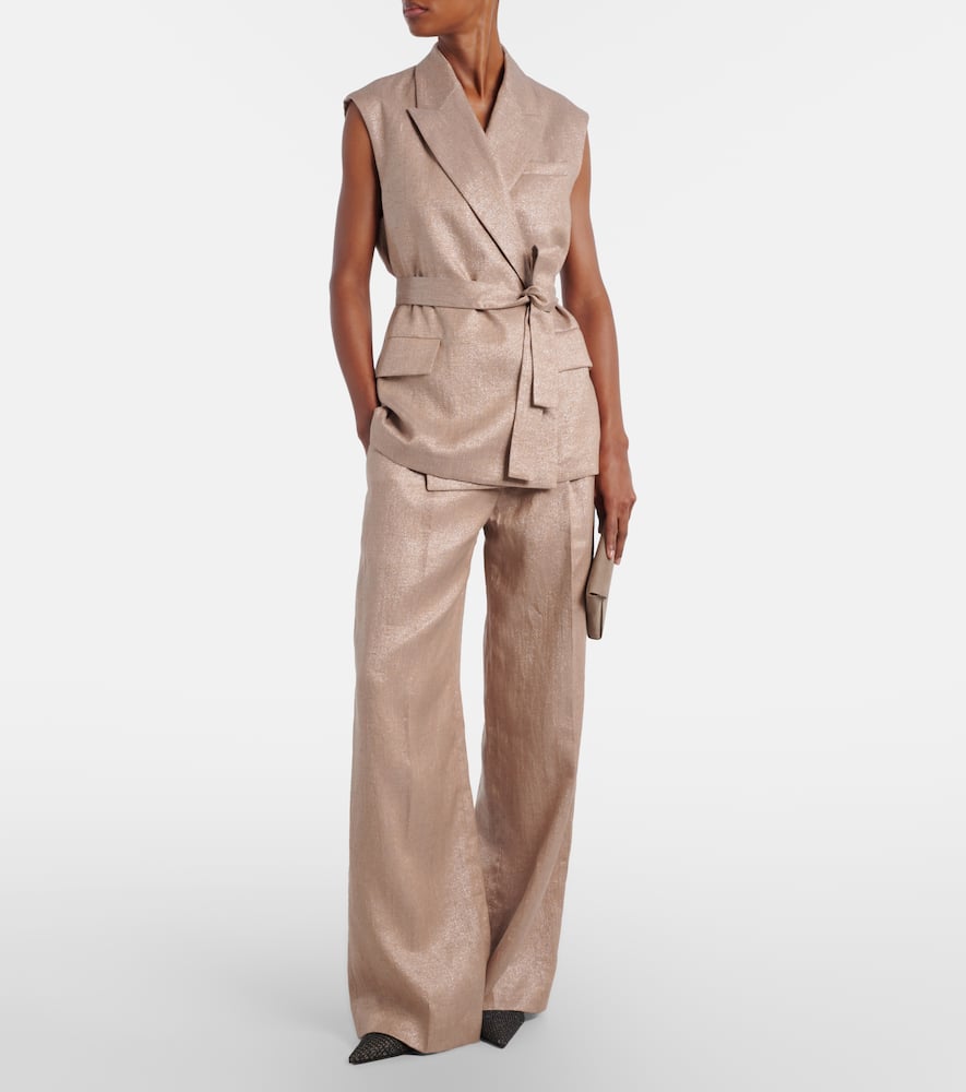 Linen-blend wide-leg pants