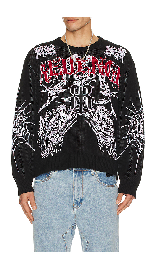 Revenge Prison Tattoo Knit Sweater in Black. S. Also in