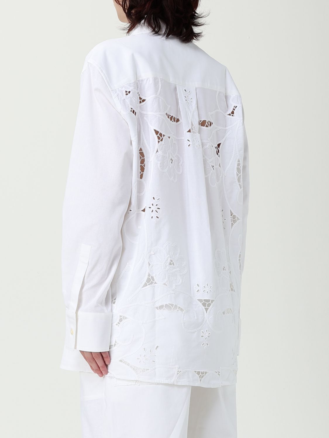 Marine Serre cut-out embroidered shirt - White