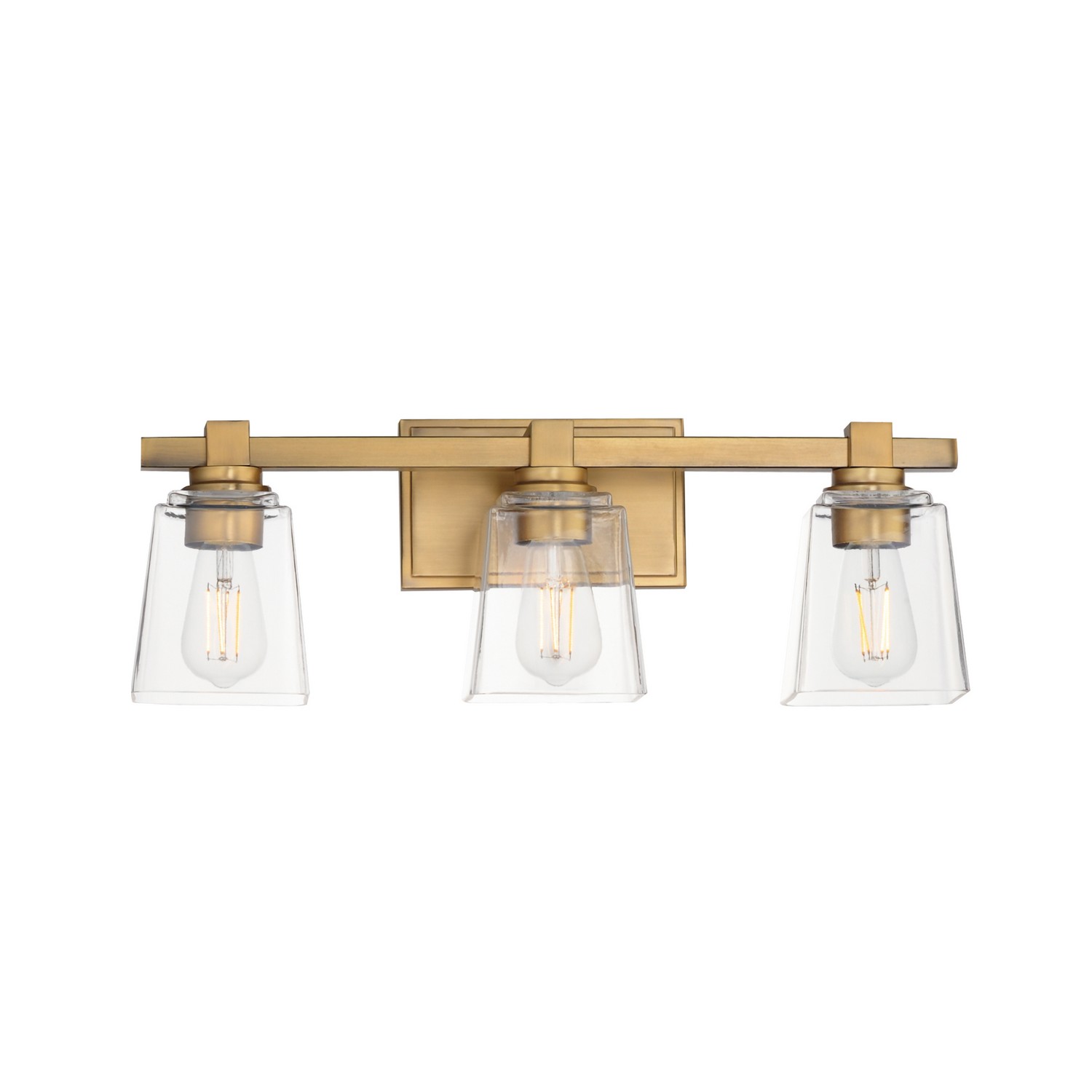 Natural Aged Brass Three Light Bath Vanity from the Cubos Collection