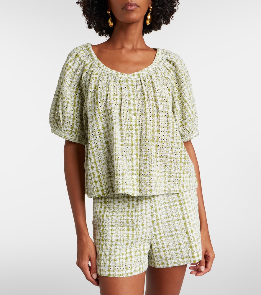 Angie broderie anglaise cotton-blend top