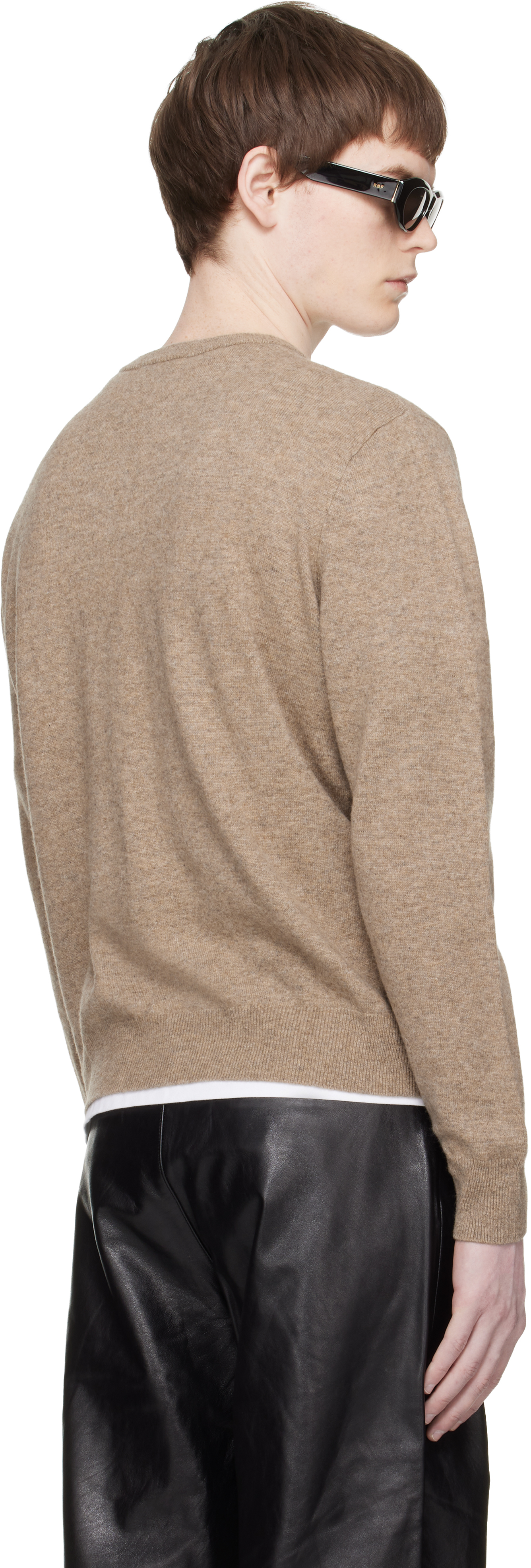 Beige Knit Crewneck Sweater
